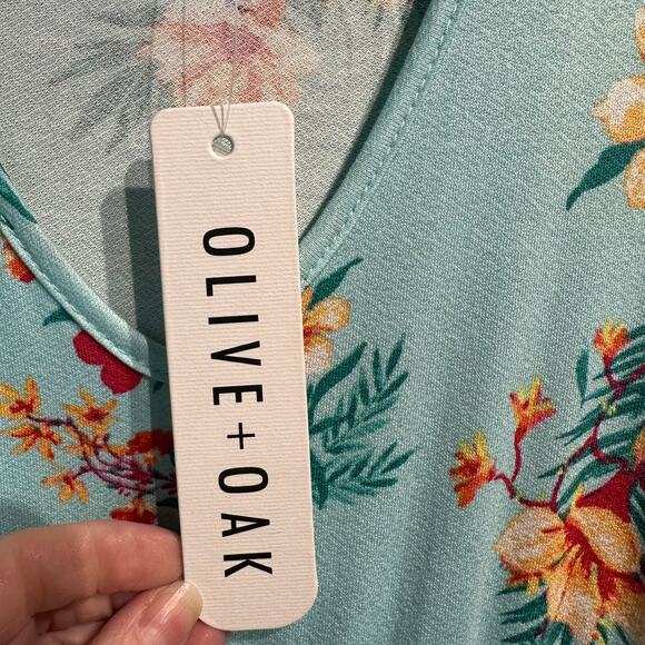 NWT Olive + Oak Size Medium Boho Cottage Maxi Dress Mint Green Floral Knit Comfy - Picture 4 of 9